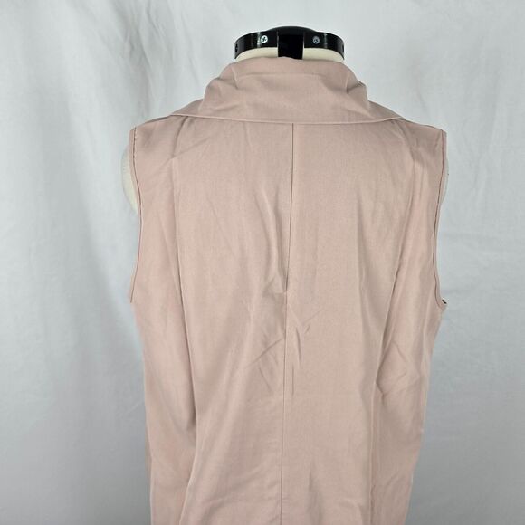 Shein Sleeveless Cardigan Women's 0XL Beige One Button Closure Long Length - Picture 4 of 16